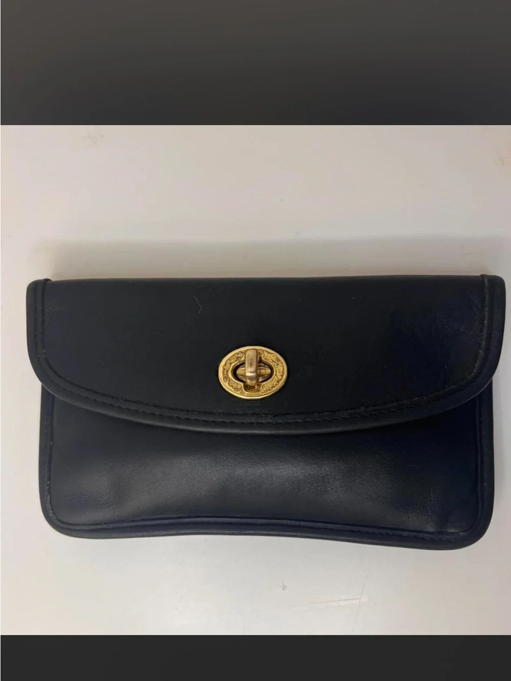 Coach Black Leather wallet with Gold Turnlock